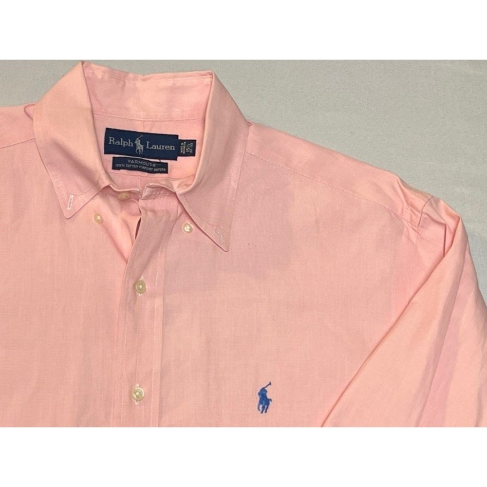 Ralph Lauren Yarmouth Pink Button Down 100% Cotton Pinpoint Oxford 15 1/2 32/33
